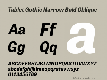 TabletGothicNarrow-BoldItalic  Font Sample