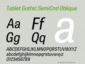 TabletGothicSemiCnd-Italic 图片样张