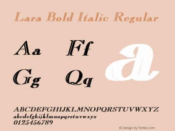 Lara Bold Italic Regular Unknown Font Sample