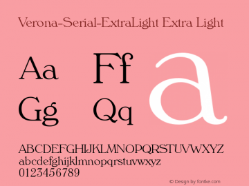 Verona-Serial-ExtraLight Extra Light 1.0 Sat Oct 19 22:13:03 1996 Font Sample