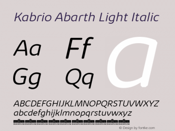 KabrioAbarth-LightItalic Version 1.000 Font Sample