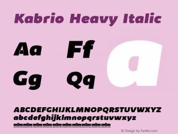 Kabrio-HeavyItalic Version 1.000图片样张