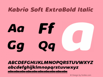 KabrioSoft-ExtraBoldItalic Version 1.000 Font Sample