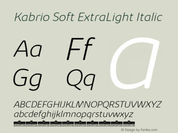 KabrioSoft-ExtraLightItalic Version 1.000 Font Sample