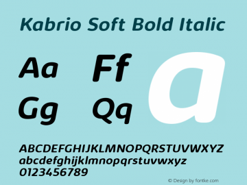 Kabrio Soft Bold Italic Version 1.000 Font Sample