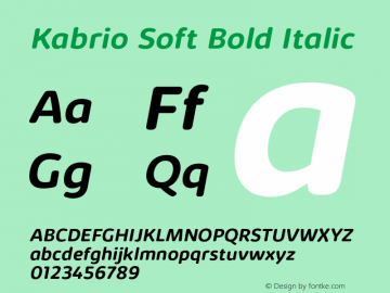 KabrioSoft-BoldItalic Version 1.000 Font Sample