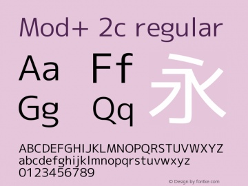 Mod+2C Regular Version 1.039 Font Sample