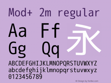 Mod+2M Regular Version 1.039 Font Sample