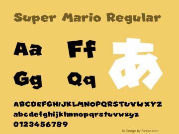 Super Mario Version 1.0 Font Sample