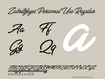 Zabritzkyes Personal Use Version 1.000 Font Sample