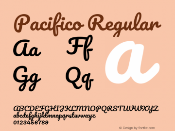 Pacifico Regular Version 2.100 Font Sample