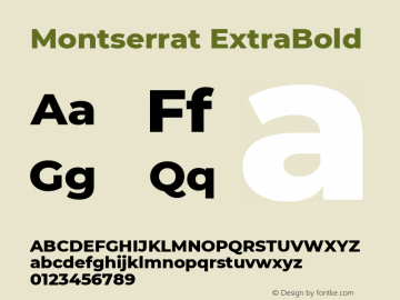 Montserrat ExtraBold Version 7.200 Font Sample