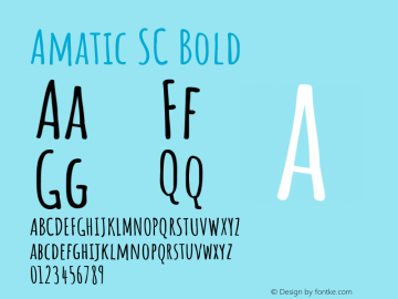 Amatic SC Bold Version 2.505 Font Sample