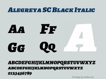 Alegreya SC Black Italic Version 2.003; ttfautohint (v1.6) Font Sample