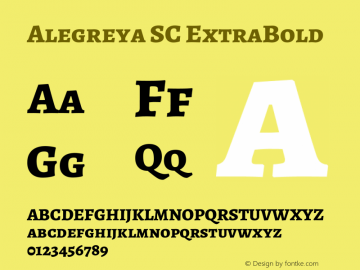 Alegreya SC ExtraBold Version 2.003; ttfautohint (v1.6) Font Sample