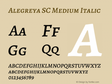 Alegreya SC Medium Italic Version 2.003; ttfautohint (v1.6) Font Sample