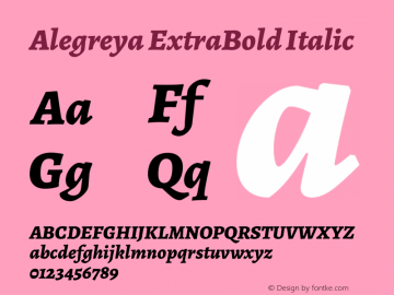 Alegreya ExtraBold Italic Version 2.003; ttfautohint (v1.6)图片样张