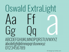 Oswald ExtraLight Version 4.100图片样张