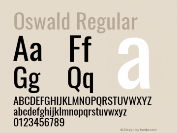 Oswald Regular Version 4.100 Font Sample
