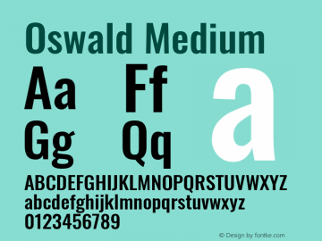 Oswald Medium Version 4.100 Font Sample