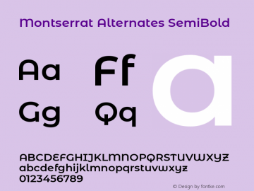Montserrat Alternates SemiBold Version 7.200 Font Sample