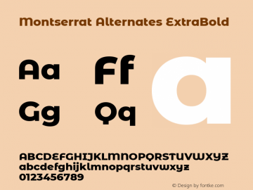 Montserrat Alternates ExtraBold Version 7.200 Font Sample