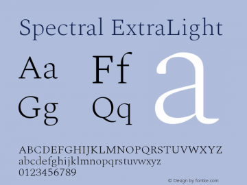 Spectral ExtraLight Version 2.001 Font Sample