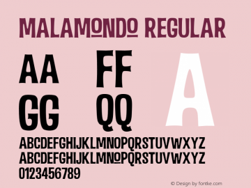 Malamondo-Regular Version 1.000 Font Sample