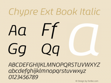 Chypre Ext Book Italic Version 1.0 Font Sample