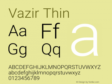 Vazir Thin Version 17.1.0 Font Sample