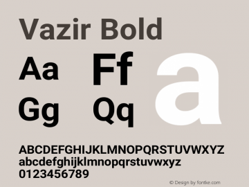 Vazir Bold Version 17.1.1 Font Sample