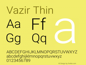 Vazir Thin Version 17.1.1 Font Sample