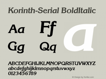 Korinth-Serial BoldItalic 1.0 Sun Oct 20 10:53:42 1996图片样张