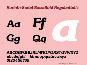 Korinth-Serial-ExtraBold RegularItalic 1.0 Sun Oct 20 10:54:37 1996 Font Sample