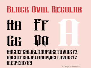 Black Oval Version 1.00 March 4, 2015, initial release Font Sample