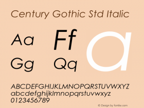 CenturyGothicStd-Italic Version 1.002;PS 001.000;Core 1.0.38;makeotf.lib1.6.5960图片样张