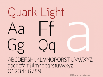 Quark-Light Version 1.000 Font Sample