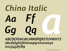 Chino Italic Version 1.000;PS 001.000;hotconv 1.0.38 Font Sample