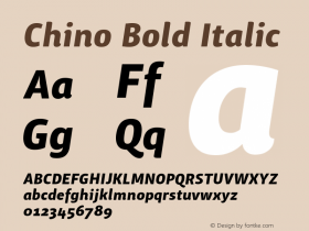 Chino Bold Italic Version 1.000 2007 ketempere release Font Sample