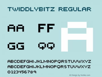 Twiddlybitz Version 1.000 2001 initial release Font Sample