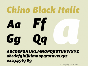 Chino Black Italic Version 1.000 2007 ketempere release Font Sample