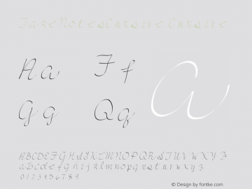 TakeNotesCursive Cursive Version 001.000 Font Sample