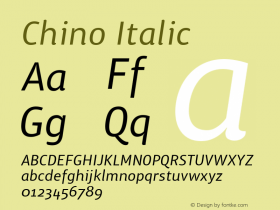 Chino Italic Version 1.000 2007 ketempere release Font Sample