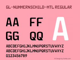 GL-Nummernschild-Mtl Regular Version 2.018;PS 002.018;hotconv 1.0.88;makeotf.lib2.5.64775图片样张