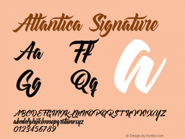 Atlantica Signature 1.000 Font Sample