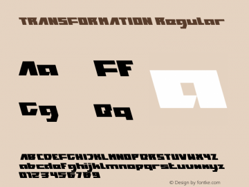 TRANSFORMATION Version 1.00;January 23, 2018;FontCreator 11.0.0.2412 64-bit图片样张