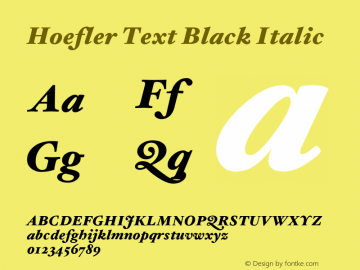 Hoefler Text Black Italic Version 1.0 Font Sample