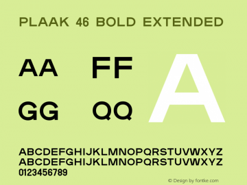 Plaak-46BoldExtended Version 1.0 Font Sample