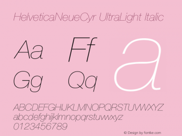 HelveticaNeueCyr-UltraLightItalic 001.000图片样张