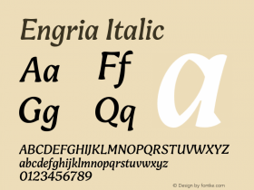 Engria-RegularItalic Version 1.000 Font Sample